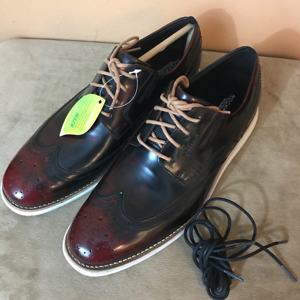 NIB Rockport Wingtip Oxford Shoes Burgundy sz 9.5